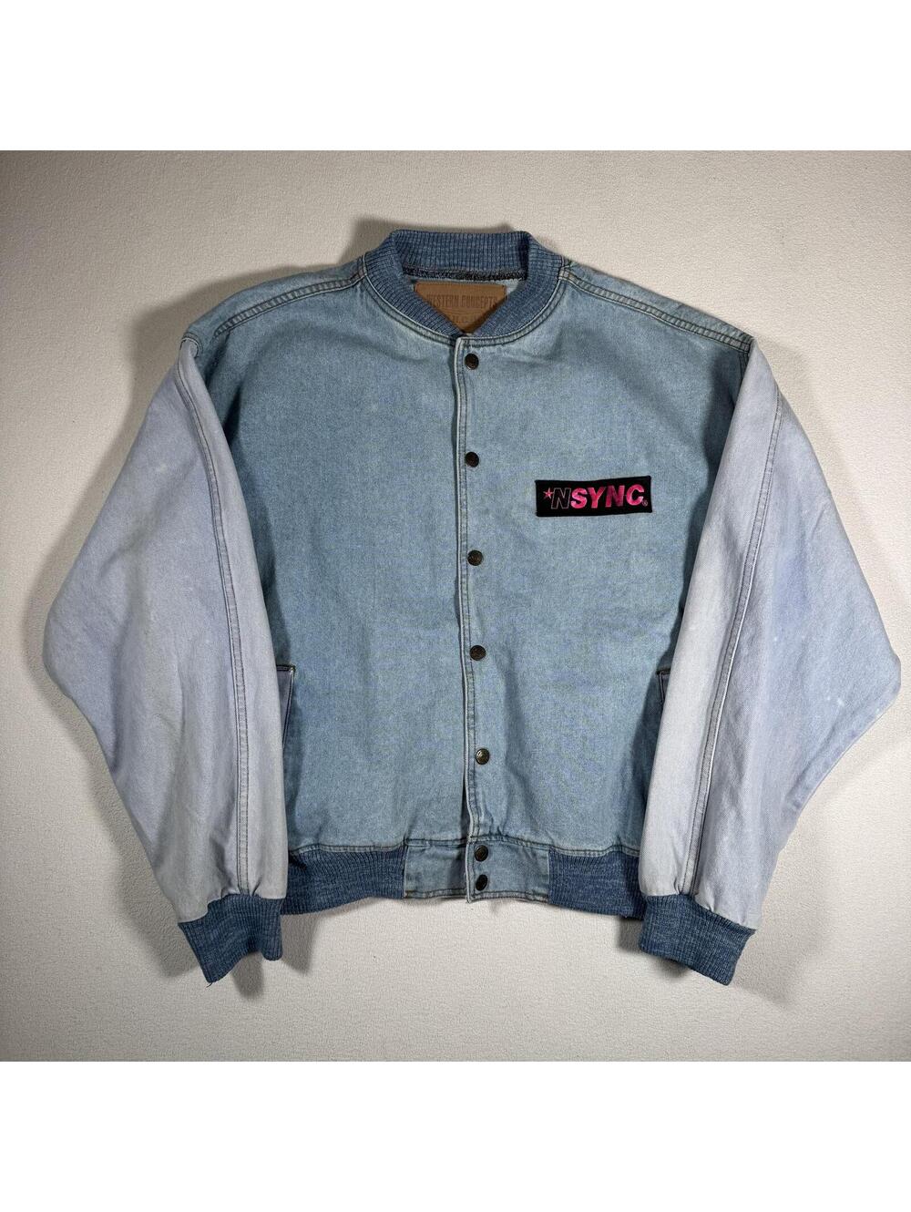 Vintage Denim Light Wash Denim Nsync patch Bomber Jacket